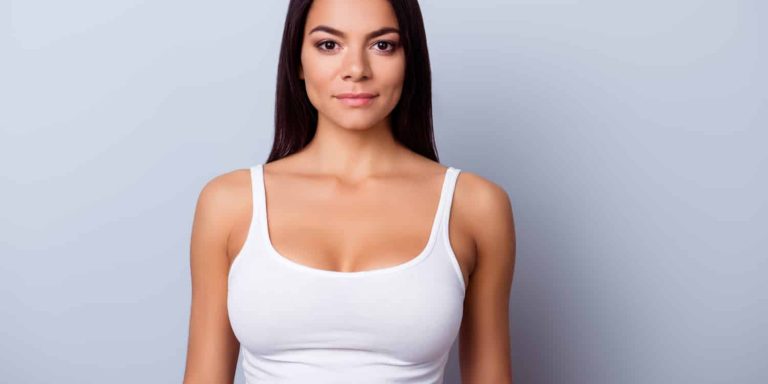 A woman with natural-looking breast augmentation results